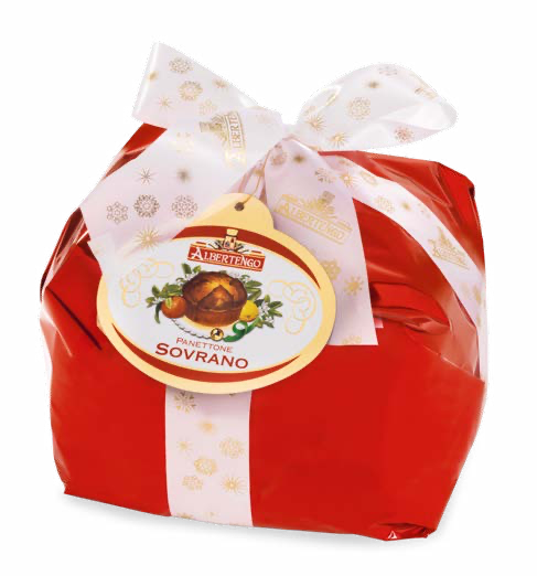 Albertengo Sovrano Rosso Riflessi Metallic wrapped traditional panettone1kg