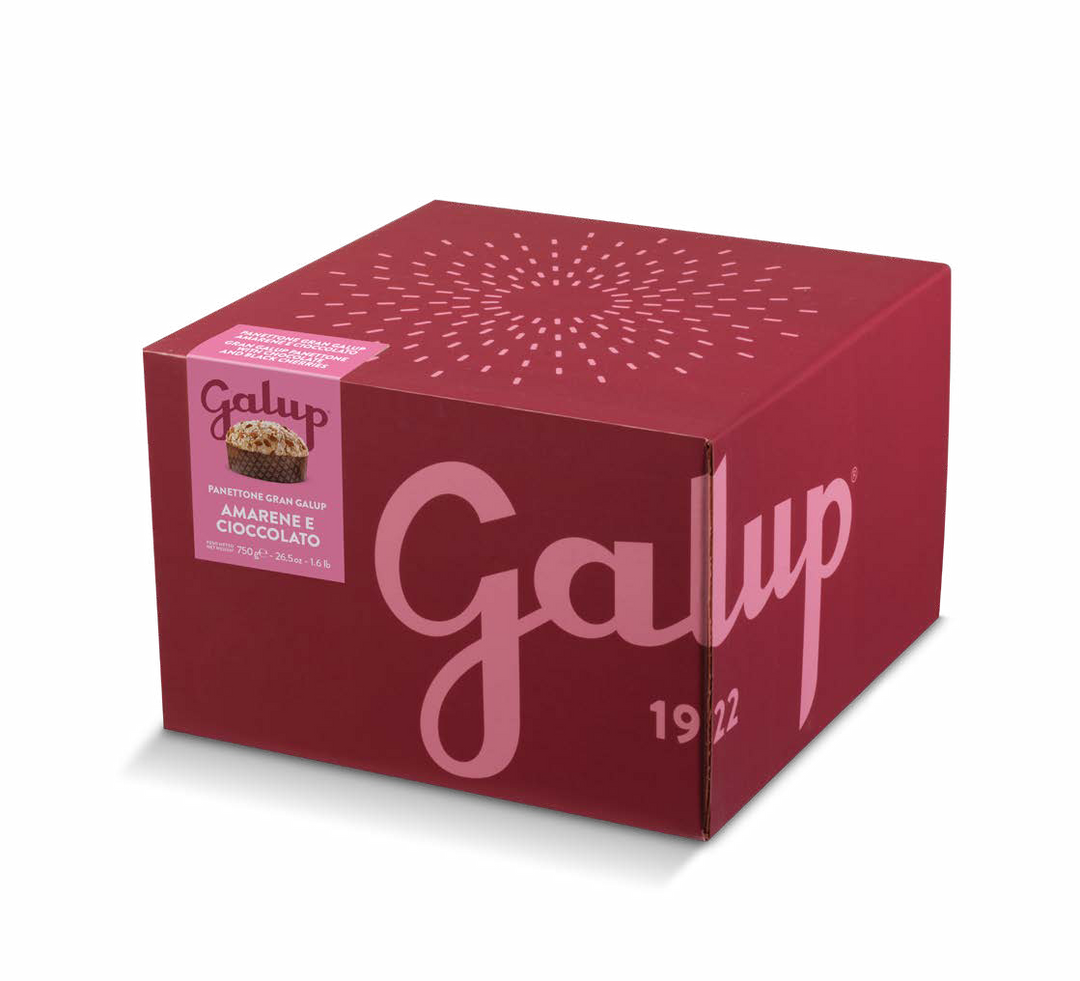 Gran Galup Traditional Black Cherries & extra dark chocolate panettone Box 750g Available in 2 weeks
