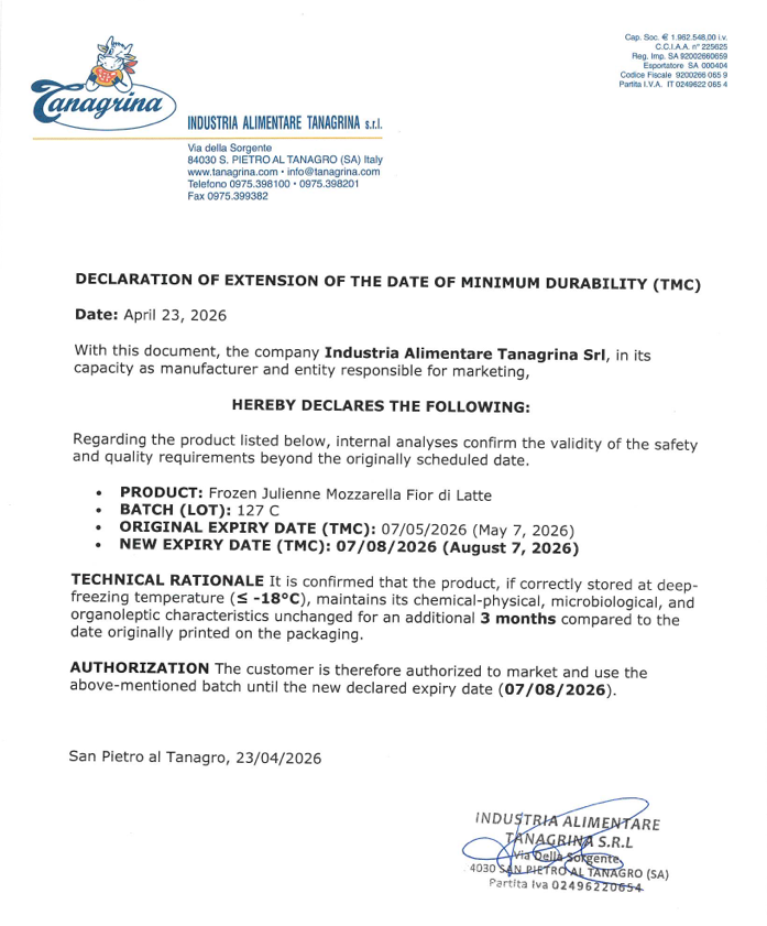 Mozzarella fior di latte  log 1kg