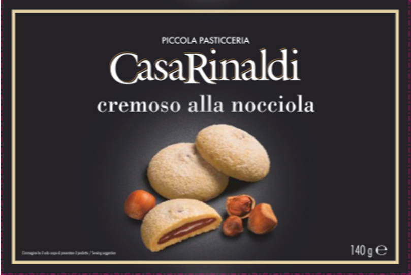 Casa Rinaldi cremes all nocciola, hazelnut centred biscuits 140g