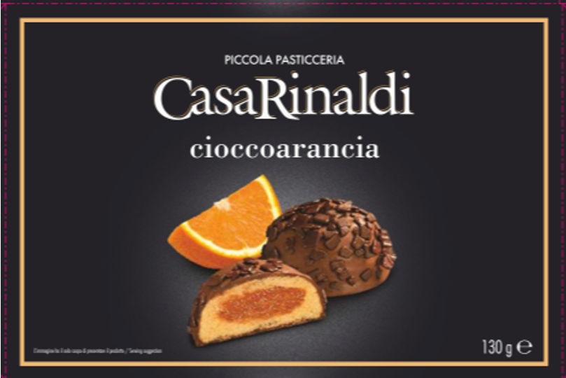 Casa Rinaldi cioccoarancia, orange centred chocolate coated puffs 130g