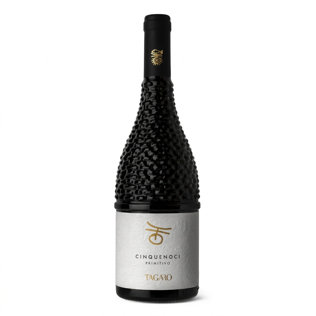 Tagaro Cinquenoci Primitivo 750ml bottle on a white background.