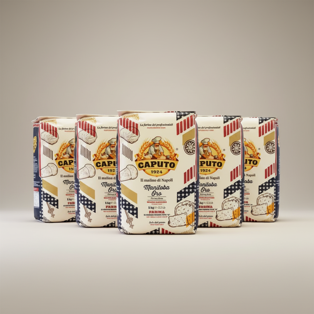 Five 1 kg bags of Caputo Manitoba Oro flour