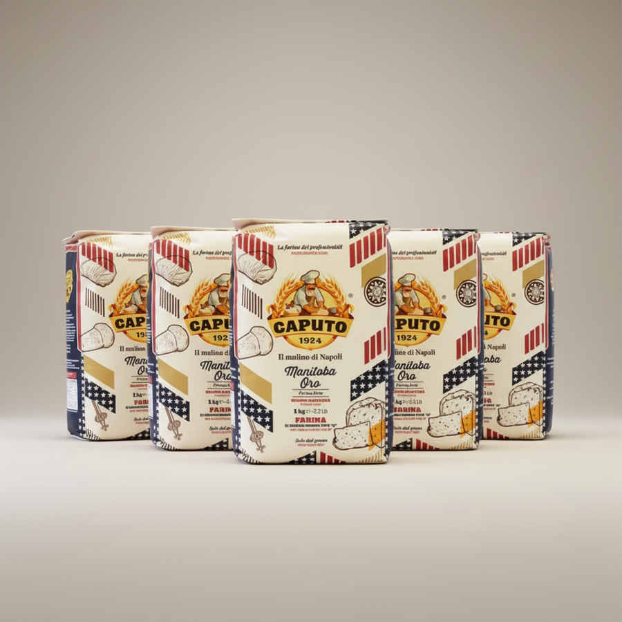 Five 1 kg bags of Caputo Manitoba Oro flour
