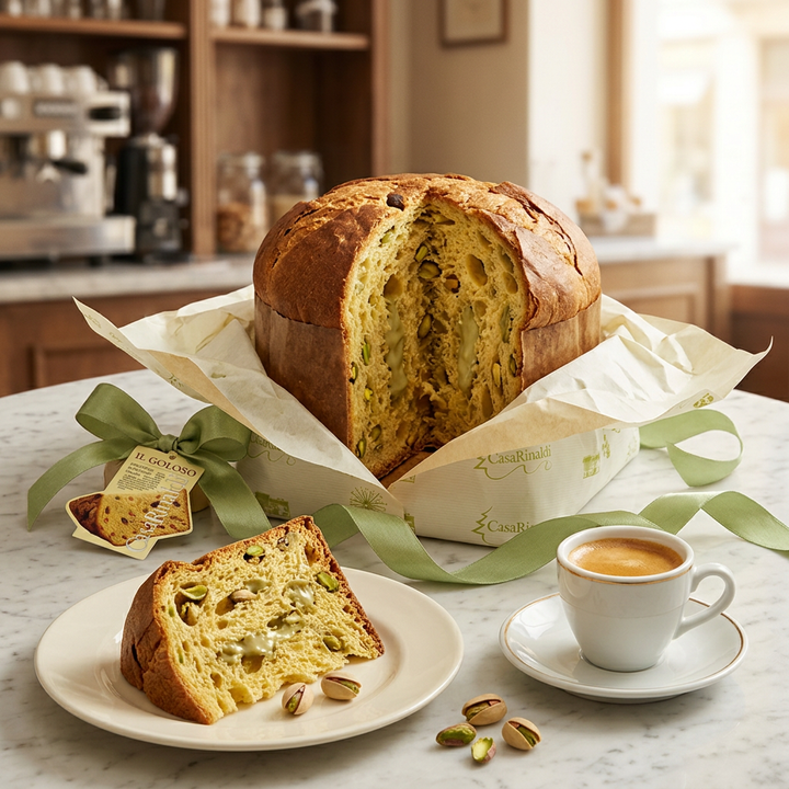 Casa Rinaldi pistachio panettone with espresso