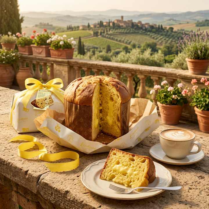 Limoncello panettone on an Italian terrace