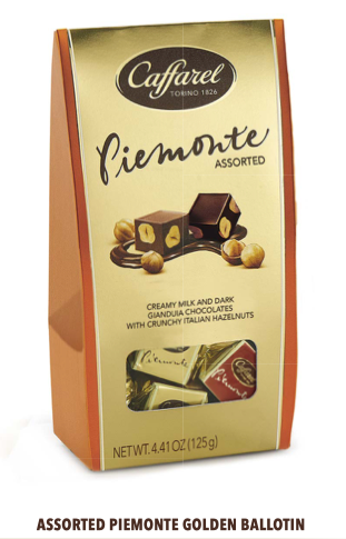 80291 Caffarel assorted Piemonte golden ballotin 125gm (12)